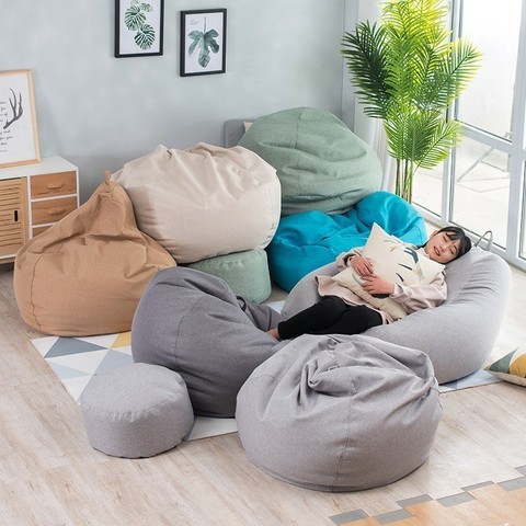 Lazy Sofas Cover Chairs Without Filler Adults Bean Bag Chair Couch Living  Room Bedroom Home Tatami Lounger Seat - AliExpress