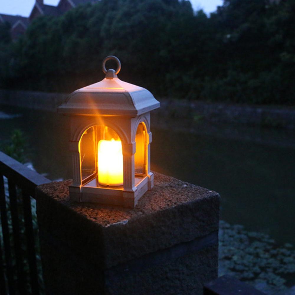 Solar LED Light Waterproof Candle Antique Lantern Shape Outdoor Home Hang Lamp 