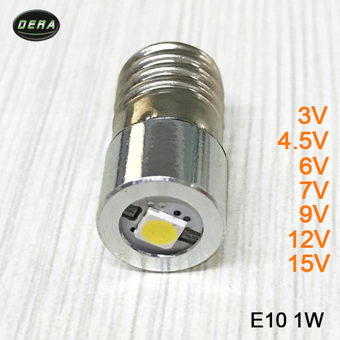 High brightness E10 1w 3v 3.7v(3.4-4.2v) 4.5v 6v 7.5v 9v 12v 15v LED flashlight torch bulbs with led flashlight bulb Head lamp ► Photo 1/6