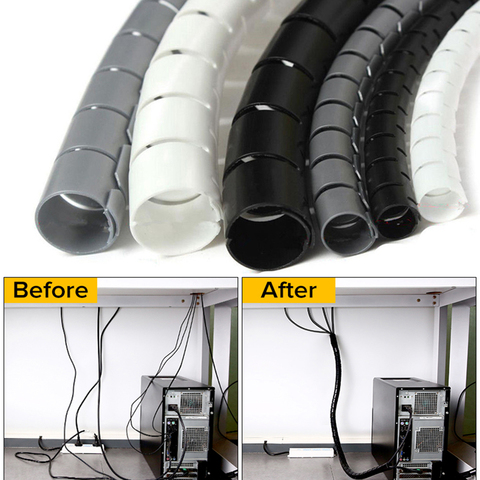 1 Pcs 1.5/2m Flexible Spiral Cable Organizer Storage Pipe Cord Protector Management Cable Winder Desk Tidy Cable Accessories ► Photo 1/6