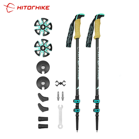 195g/pc carbon fiber external quick lock Trekking pole hiking telescope stick nordic walking stick Shooting Crutch Senderismo ► Photo 1/6