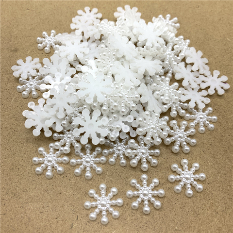 100pcs/lot 15mm Acrylic Beads Snowflake Shape Beads Imitation Pearls Flatback For Art Scrapbooking DIY Scrapbook Decoration ► Photo 1/3
