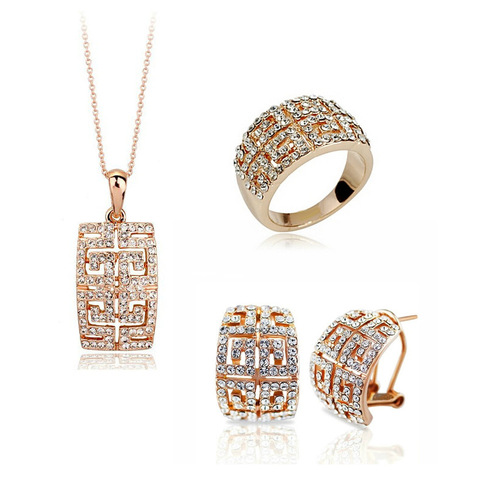 2022 New Design Hot Sale gold-color Austria Crystal Jewelry Set For Women ► Photo 1/6