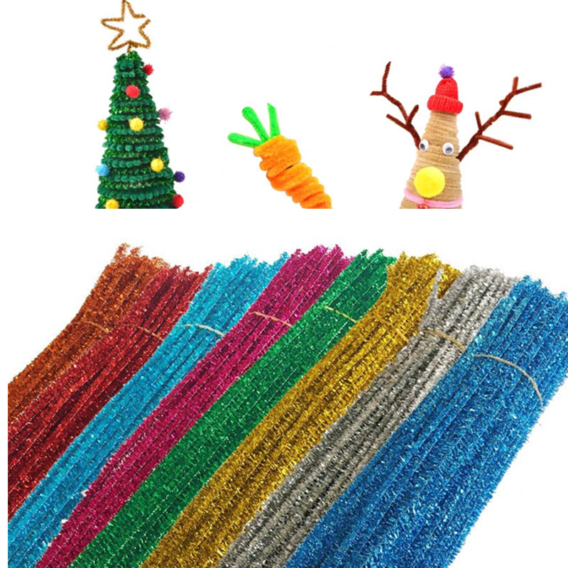 30/50/100pcs Glitter Chenille Stems Pipe Cleaners Plush Tinsel