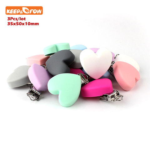 Keep&grow 3Pcs Perle Silicone Dentition Heart Shaped Clips BPA Free DIY Baby Soother Nursing Dummy Draft Teethiing Toys Clips ► Photo 1/6