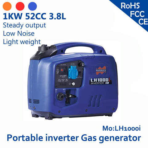 1KW 52cc 3.8L 120V or 230V Portable inverter gas generator overload and low oil alarm Steady output & Low Noise & Light weight ► Photo 1/6