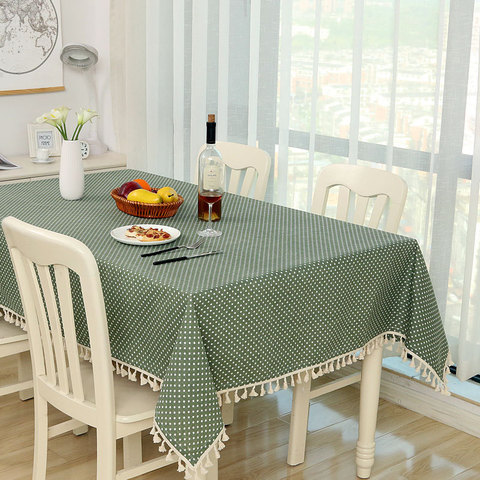 Dot Plaid Table Cloth Dinner Rectangular Antiderapant Tablecloth Home Kitchen Tischdecke Decor Stripe Table Cover Lace Tassel ► Photo 1/5