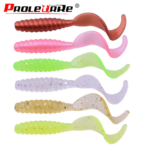WDAIREN 10PCS Forked Tail Worm Swimbait Soft Lure Jig Wobblers 5.5cm 1.3g Fishing Silicone Bait Maggot Grubs Texas Rig Tackle ► Photo 1/5