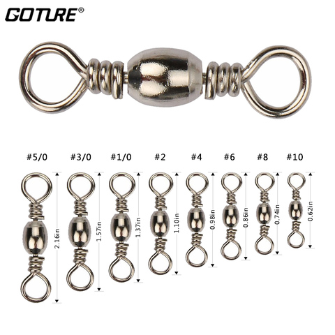 Goture 200pcs Barrel Fishing Swivel Size 10 8 6 4 2 1/0 3/0 5/0 Fishing Hook Lure Connector Rolling Swivels Pins All for Fishing ► Photo 1/6