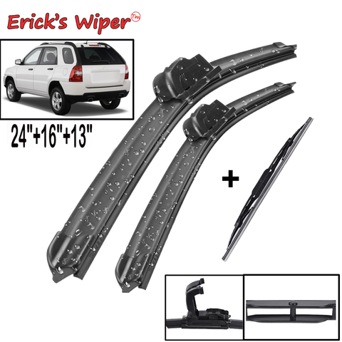 Erick's Wiper Front & Rear Wiper Blades Set Kit For KIA Sportage JE / KM 2005 - 2010 Windshield Windscreen Window 24