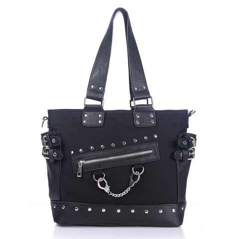 Fashion Women Lady Girls Handcuff Charm Gothic Punk Handbag Messenger Shoulder bag Black Cotton ► Photo 1/1