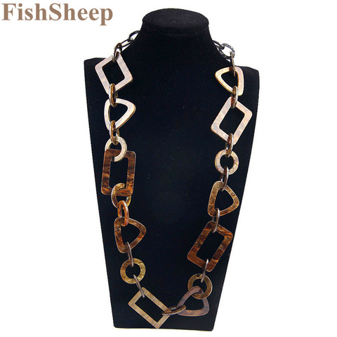 Fishsheep 2017 Fashion Necklaces Pendants Vintage Big Chain Link Acrylic Geometric Collar Long Necklace For Women Jewelry ► Photo 1/6