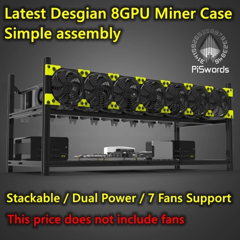 8 GPU Graphics card Aluminum Stackable Open Air bitcon Ethereum Miner Mining rig rack Case Computer tower ETH Miner Frame Rig ► Photo 1/3