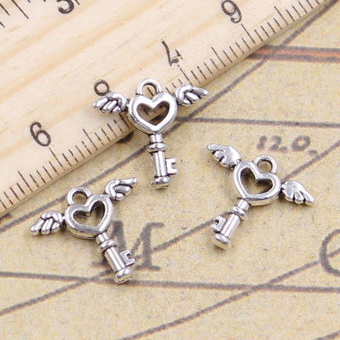 30pcs Charms Fly Key 14x14mm Antique Bronze Silver Color Pendants Making DIY Handmade Jewelry Factory Wholesale ► Photo 1/2