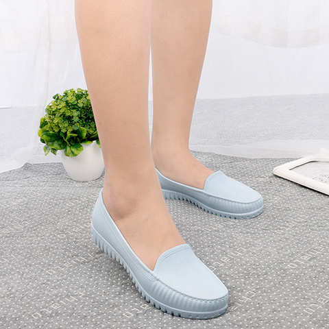Women Rain Shoes 2022 Summer PVC Waterproof Flat Shoe For Woman Candy Color Rain Shoe Non-Slip Casual Female Shoes Spring Flats ► Photo 1/6