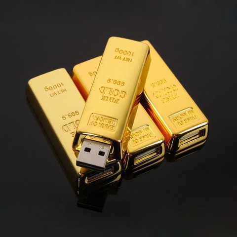 real capacity golden USB Flash Drive 32GB bullion gold bar Pen Drive Flash Memory Stick Drives16GB 8GB 4GB creative gift USB2.0 ► Photo 1/6