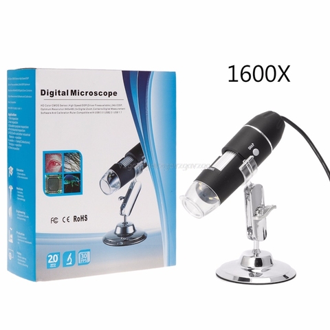 1600X USB Digital Microscope Camera Endoscope 8LED Magnifier with Metal Stand 6 Stype for choose J21 19 Dropship ► Photo 1/6