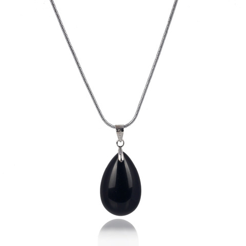 Opalite Labradorite Black obsidian Natural stone Water Drop Pendant Necklace Healing Chakra Reiki Fashion Jewelry Free Pouch ► Photo 1/5