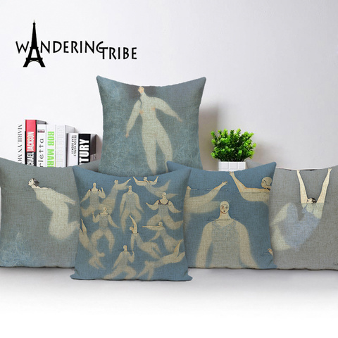Abstract Cushion Cases Portrait Decorative Cushions Decor Home Pillows Ocean Linen Pillowcase Linen Quality Living Room Cojin ► Photo 1/6