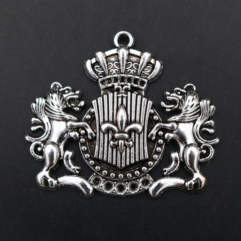 WKOUD 3pcs Silver Plated Spear & Double Lion & Crown Charm Badge Alloy Pendant Necklace Bracelet DIY Metal Jewelry Findings ► Photo 1/4