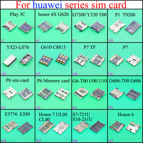 SIM Card Reader connector Holder Socket For huawei play 3c 4x G620 G7300 Y320 T00 P1 T9200 Y523-L076 P7TF P7 P6 G606 Honor7 u10 ► Photo 1/6