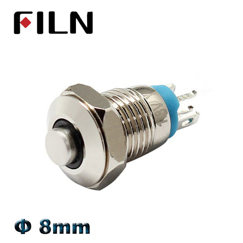 8mm mini metal push button switch on off momentary high head switch 3v 12v led illuminated  push button 1 no switch ► Photo 1/6