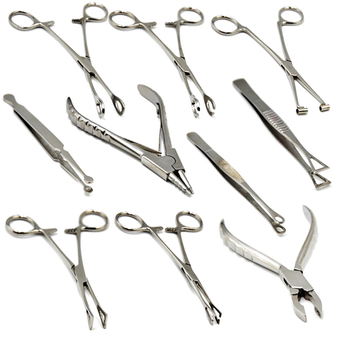 1PC Professional Surgical Steel Belly Ear Tongue Septum Lip Piercing Forceps Tweezer Clamp Plier Closer,Opener needle clamp ► Photo 1/6