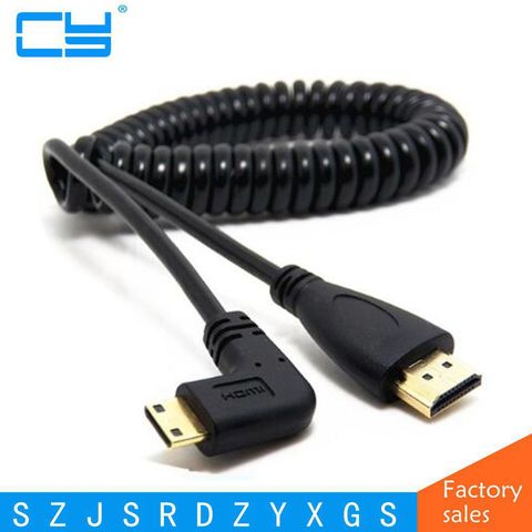 Free shipping HDMI to Right Angle Mini HDMI Spring Curl Flexible Cable V1.4 DSLR 0.5M/2M ► Photo 1/1