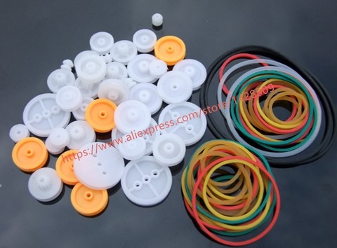 1 Set Different Type Mini Micro Pulley Rubber Transmission Belting Rack Reduction Plastic Pulley For Technology Model Making ► Photo 1/1
