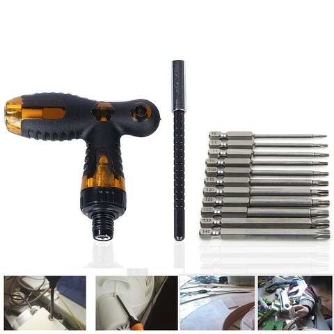 Hakkin T-Style Screwdriver Handle Ratchet Wrench T Handle Screw Driver Kit with 75mm Hex Torx Head Drill Screwdriver Set Bits ► Photo 1/6