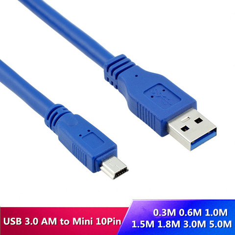 USB 3.0 A Male to Mini 10Pin B Extension Cable USB 3.0 A male to Mini USB cable 0.3M/0.6M/1M/1.5M/1.8M/3M/5M 1FT 2FT 5FT 6FT ► Photo 1/3
