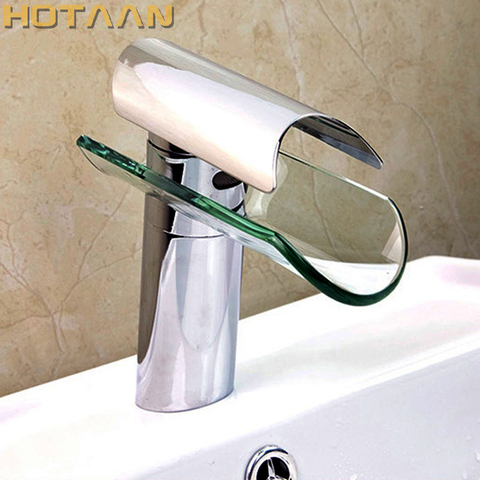 Free shipping  Copper Chrome Waterfall Bathroom Faucet Bathroom Basin Hot and Cold Water Mixer Brass Lavatory Tap torneira 5019 ► Photo 1/6