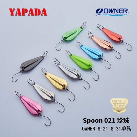 YAPADA Spoon 021 Pearl2.5g-3.5g OWNER Single HOOK 30mm33m38mm Multicolor Metal Spoon Zinc alloy Fishing Lures ► Photo 1/6