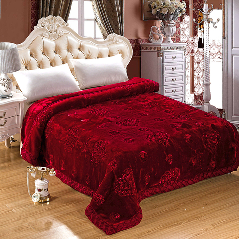 Wedding Decorative Home Textile Embroidery Blanket Winter Thick Fluffy Fat Comforter Mink Winter Soft Warm Blankets On The Bed ► Photo 1/1