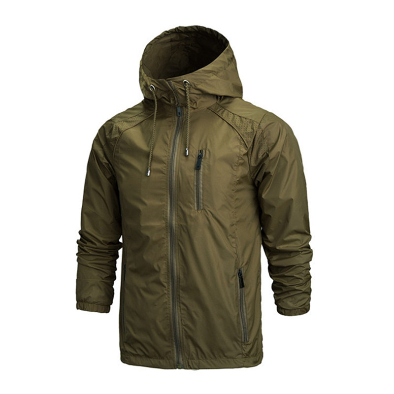 Mens Hooded Windbreaker Jacket Lightweight Outdoor Windproof Waterproof Jackets Casual Rain Coat
