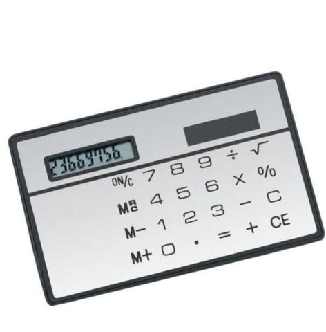 8 Digits Ultra Mini Slim Credit Card Size Solar Power Calculator Small Pocket ► Photo 1/1