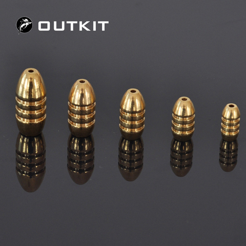 OUTKIT 10pcs/lot Copper Lead Sinker Weights 10g,7g,5g,3.5g,1.8g Sharped Bullet Copper Fishing Accessories Fishing Tackle ► Photo 1/6