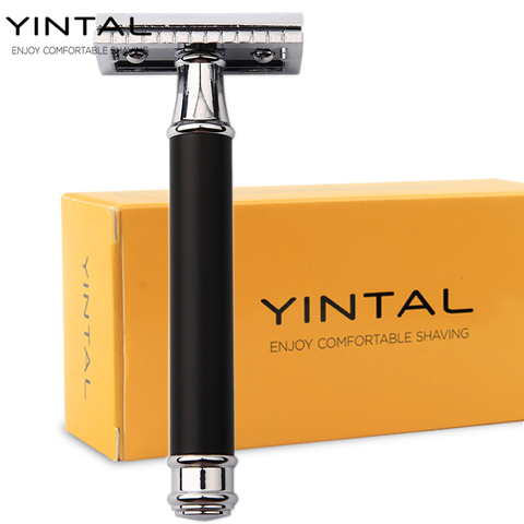 YINTAL 1 Razor Brass Plating Men's Double-sided Manual Razor Replaceable Bronze Style Brass Handle Shaving Hair Removal ► Photo 1/5