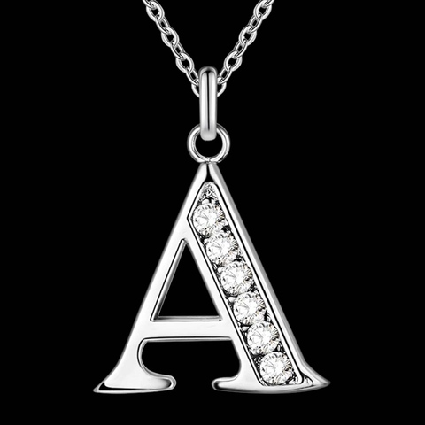 Letter A-S  Free Shipping silver plated Necklace, Stamp 925 fashion silver jewelry Fashion Pendant /XYLQNNAG XYLQNNAG ► Photo 1/6