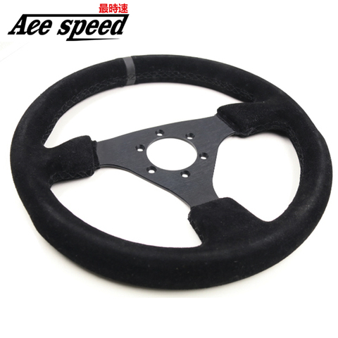 13Inch (330mm)  Racing Steering Wheel leather black Sutures Steering Wheel Flat Racing Steering Come with horn button ► Photo 1/6