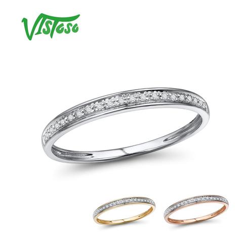 VISTOSO Genuine 14K White/Yellow/Rose Gold Rings For Lady Shiny Diamond Engagement Anniversary Simple Style Eternal Fine Jewelry ► Photo 1/6