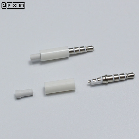 2pcs 3.5mm stereo headset plug with tail 4 pole 3.5 mm audio plug Jack Adaptor connector for iphone white ► Photo 1/1