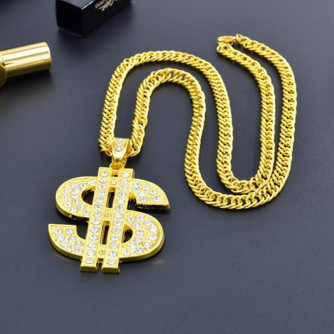 New hip hop nightclub exaggerated gold chain dollar sign gold necklace men and women trend personality pendant ► Photo 1/5
