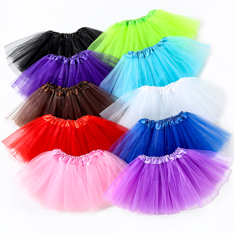 10PCS/Lot Wholesale 3 Layers Tulle Tutu Skirts Candy Color Petticoats for Baby Girls Kids Clothing 2 to 8 Years ► Photo 1/6