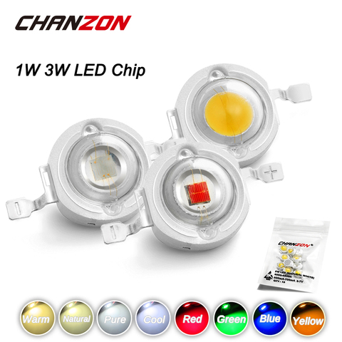 CHANZON 10pcs/lot High Power LED Chip 1W 3W Warm Natural Cold Cool White Red Green Blue Yellow 1 3 W Watt for DIY Spotlight Bulb ► Photo 1/6