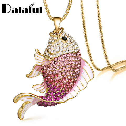 2022 New Brand Fish Crystal Goldfish Enamel Rhinestone Long Necklaces & Pendants For Women Charm Party Gift X605 ► Photo 1/6