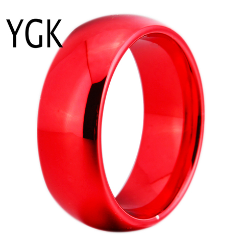 YGK JEWELRY 8MM Width Red Color Domed Tungsten Carbide Wedding Ring ► Photo 1/5