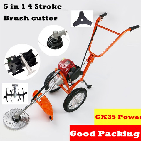 2022 New Quality 5 in 1 Multi tool Brush cutter 4 stroke GX35 Engine Petrol strimmer Grass cutter Mini tiller ,Grass tiller ► Photo 1/5