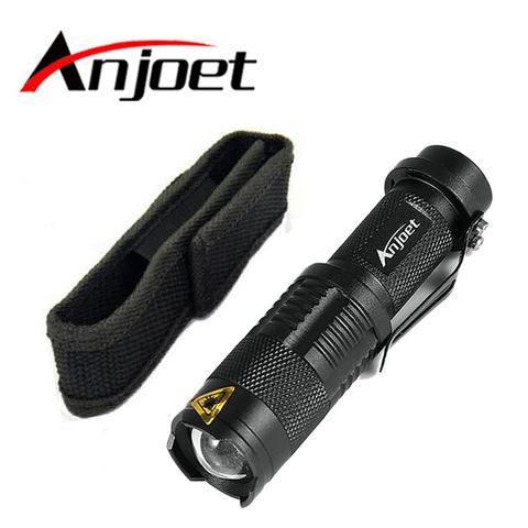 Anjoet Mini ZOOMABLE 2000LM CREE Q5 ZOOM Tactical Flashlight AA Battery OR 14500 battery mini Torch light Lamp+ mini Holster ► Photo 1/6