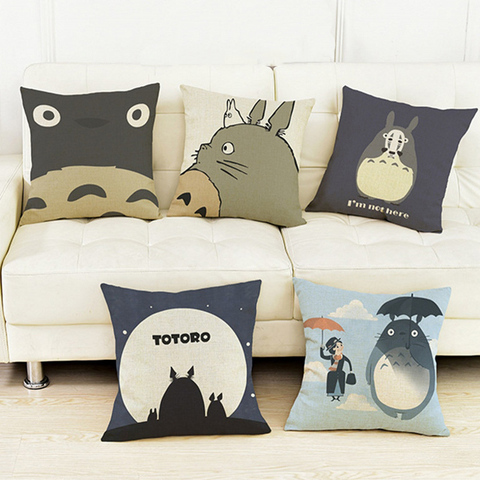 7 Designs Cute Totoro Kid's Gift Home Bench Chair Cushions Japanese Anime Cartoon Images Linen Cotton Square Throw Pillows ► Photo 1/6